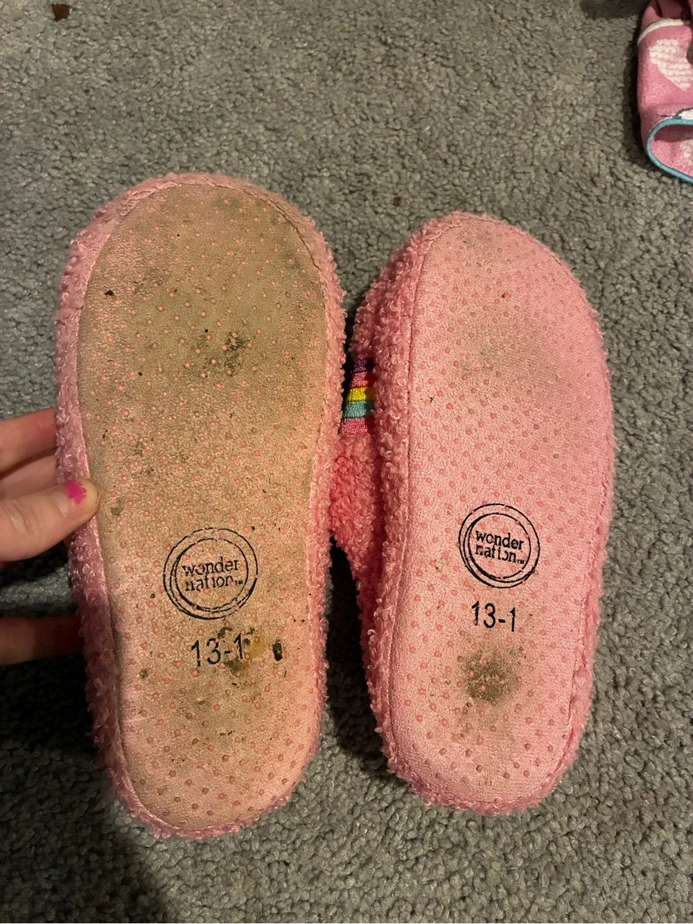 wonder nation Pink Fuzzy Cloud & Rainbow Slip-On Slippers